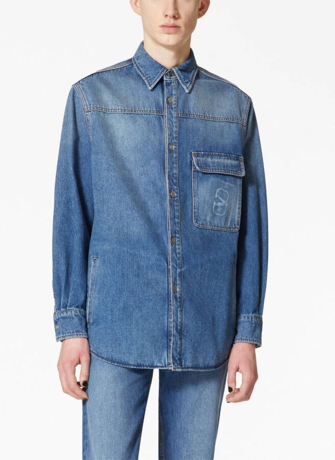 Valentino Garavani VLogo Signature denim overhemd Blauw