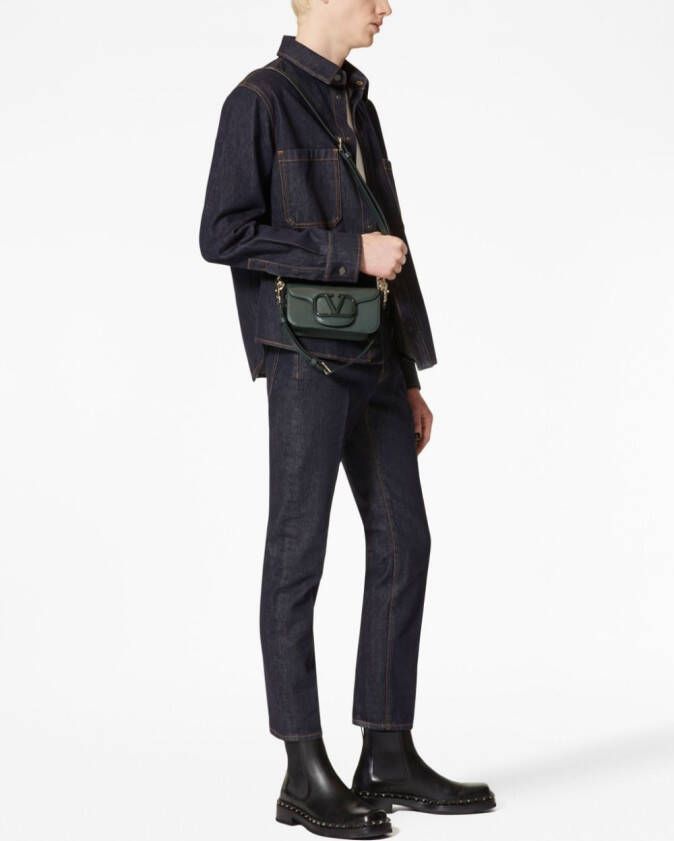Valentino Garavani Jeans met logopatch en toelopende pijpen Blauw