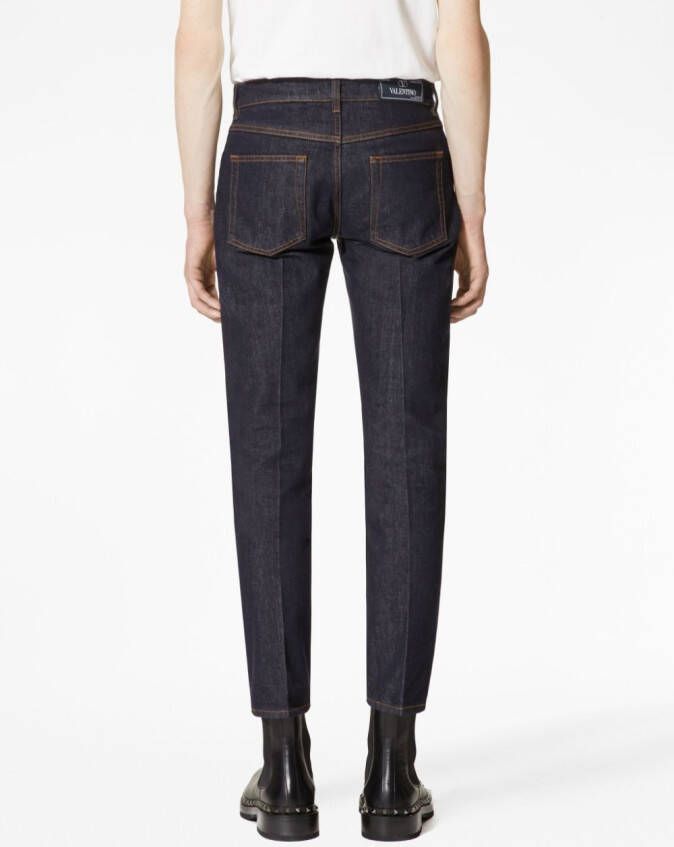 Valentino Garavani Jeans met logopatch en toelopende pijpen Blauw