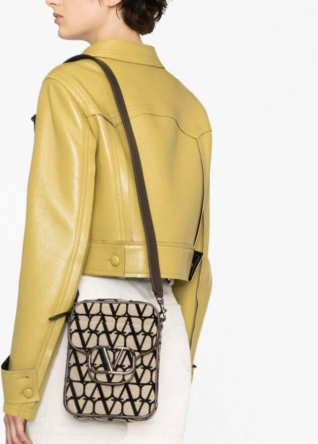 Valentino Garavani Locò Toile schoudertas Beige