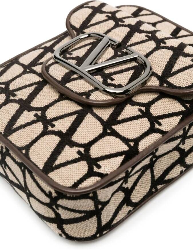 Valentino Garavani Locò Toile schoudertas Beige