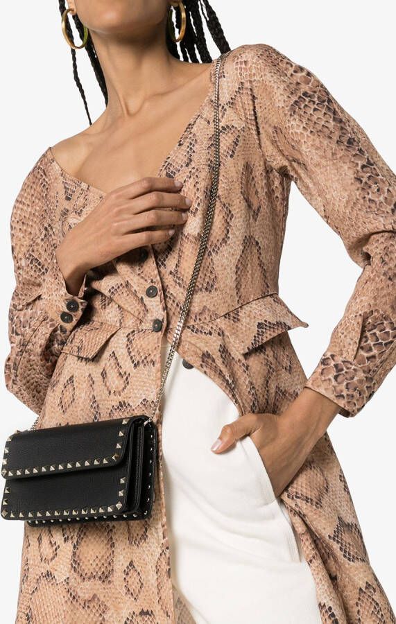 Valentino Garavani Rockstud leren clutch Zwart
