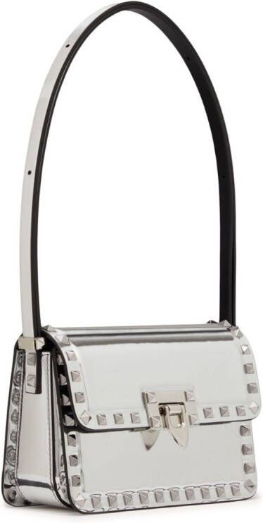 Valentino Garavani Rockstud23 kleine spiegelende schoudertas Zilver