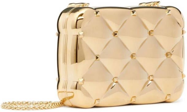 Valentino Garavani Rockstud metallic clutch Goud