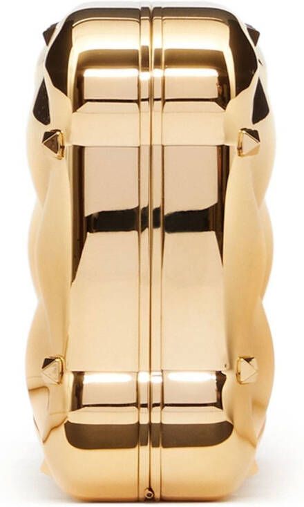 Valentino Garavani Rockstud metallic clutch Goud