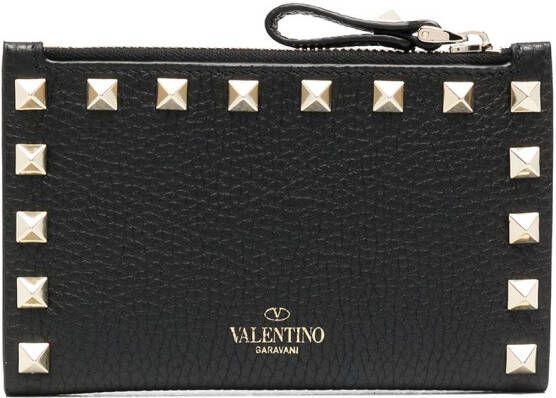 Valentino Garavani Rockstud leren pasjeshouder Zwart