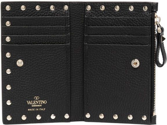 Valentino Garavani Rockstud leren pasjeshouder Zwart