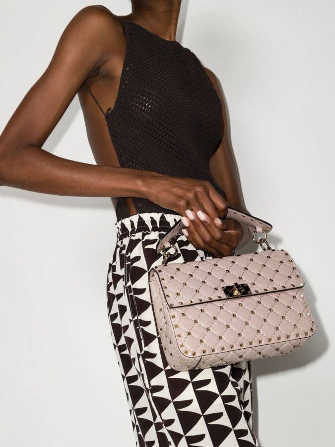 Valentino Garavani Rockstud Spike medium schoudertas Roze