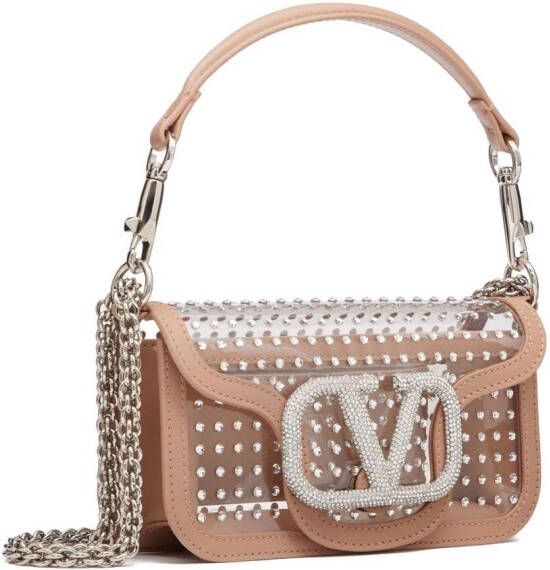 Valentino Garavani Schoudertas verfraaid met kristallen Beige