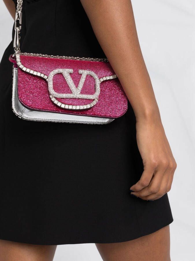 Valentino Garavani VLogo clutch met pailletten Roze