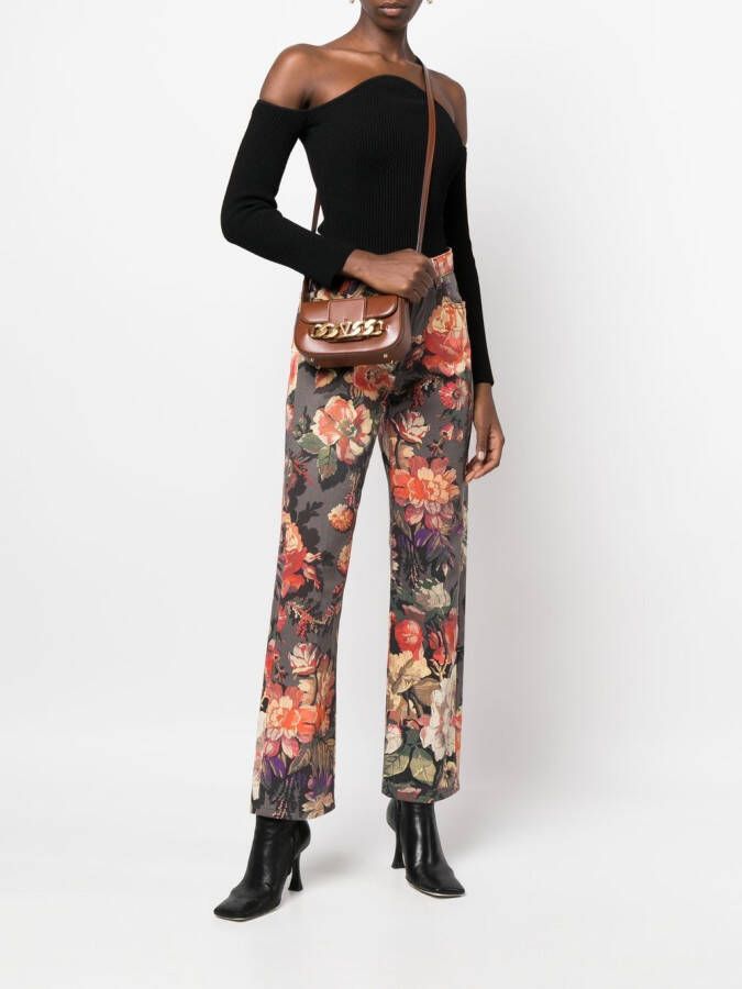 Valentino Garavani VLogo leren crossbodytas Bruin