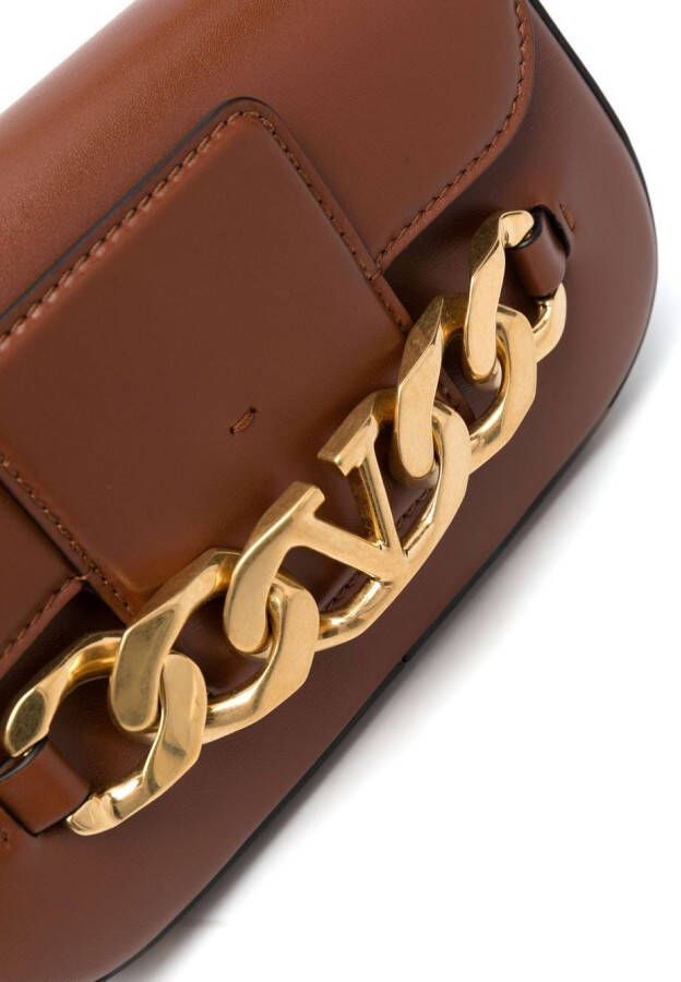 Valentino Garavani VLogo leren crossbodytas Bruin