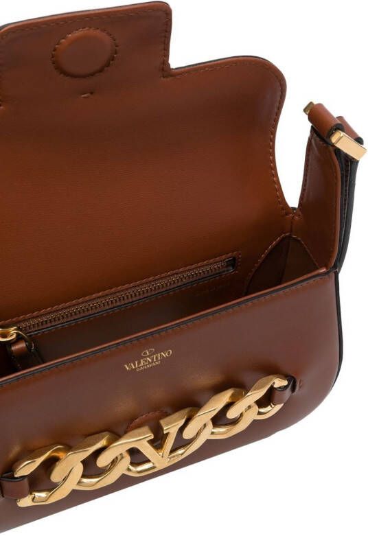 Valentino Garavani VLogo leren crossbodytas Bruin