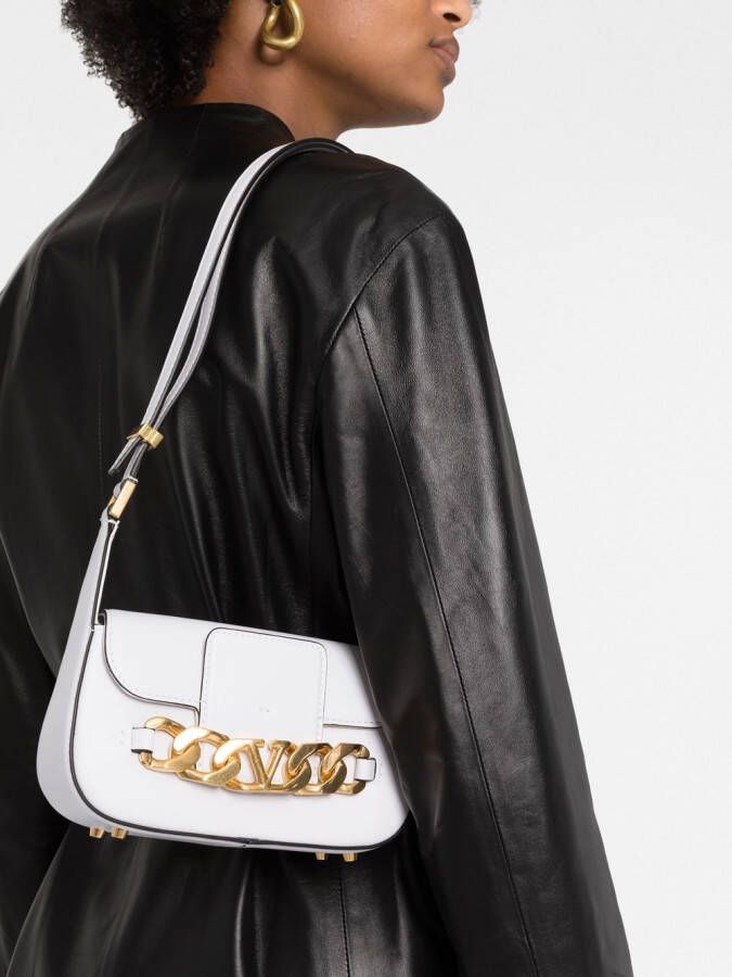 Valentino Garavani VLogo leren crossbodytas Wit