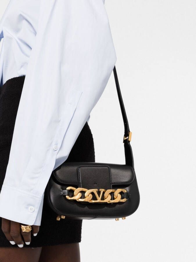 Valentino Garavani VLogo leren crossbodytas Zwart