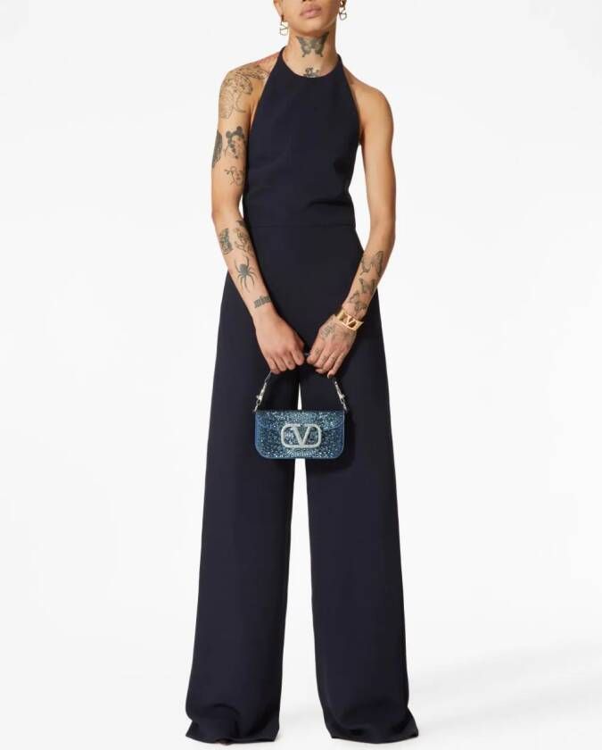 Valentino Garavani Locò kleine denim schoudertas Blauw