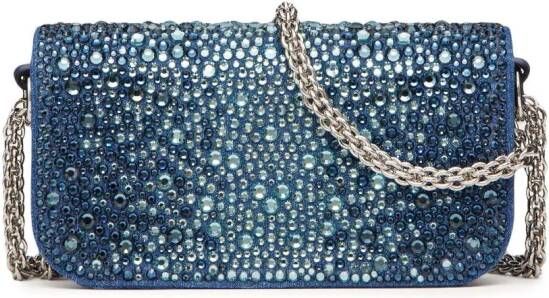 Valentino Garavani Locò kleine denim schoudertas Blauw