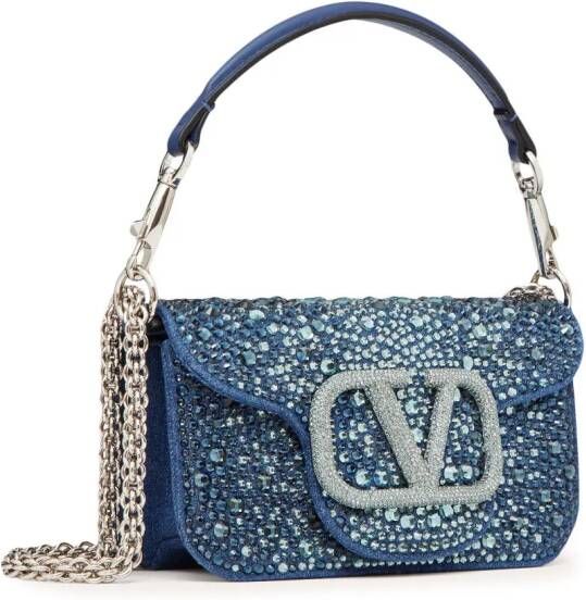 Valentino Garavani Locò kleine denim schoudertas Blauw