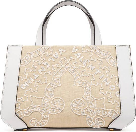 Valentino Garavani VLogo shopper met kralen Beige