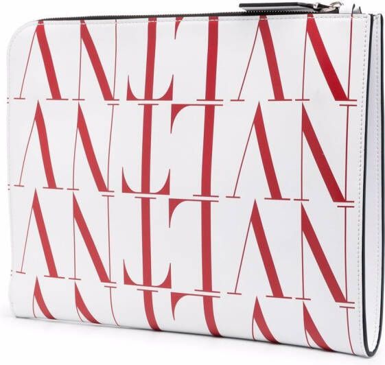 Valentino Garavani VLTN clutch met logoprint Wit