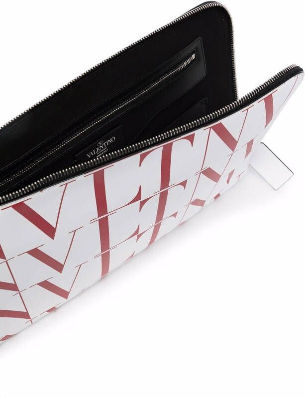 Valentino Garavani VLTN clutch met logoprint Wit