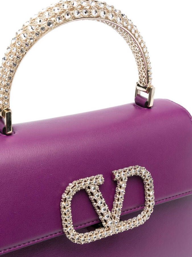 Valentino Garavani VSling shopper verfraaid met kristallen Paars