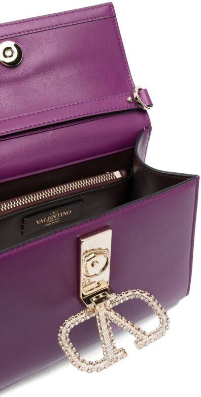 Valentino Garavani VSling shopper verfraaid met kristallen Paars