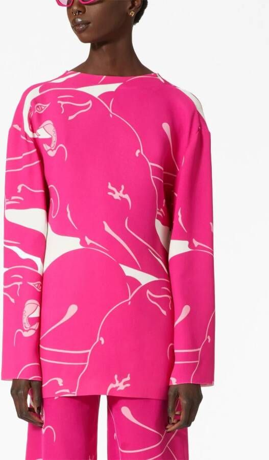 Valentino Garavani Cady Panther zijden blouse Roze