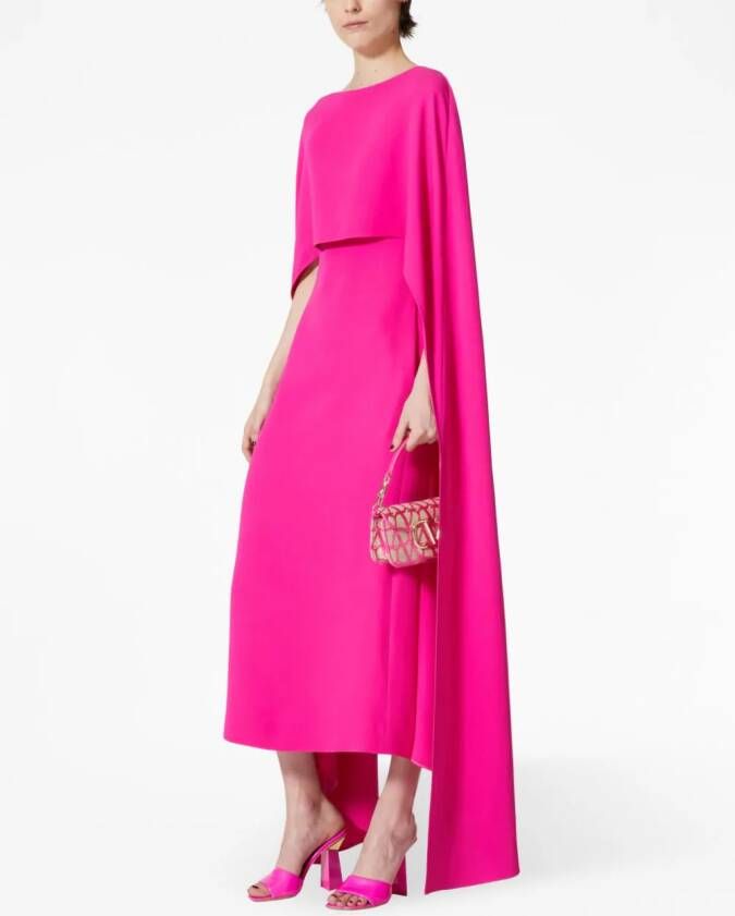 Valentino Garavani Cady Couture midi-jurk met cape-effect Roze