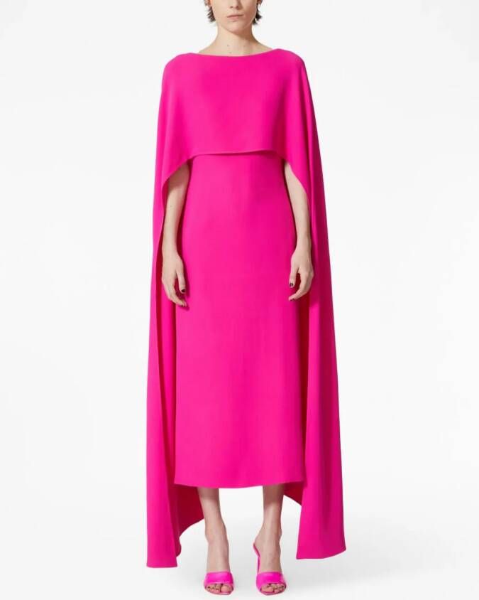 Valentino Garavani Cady Couture midi-jurk met cape-effect Roze