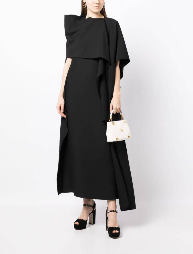 Valentino Garavani Gedrapeerde midi-jurk Zwart