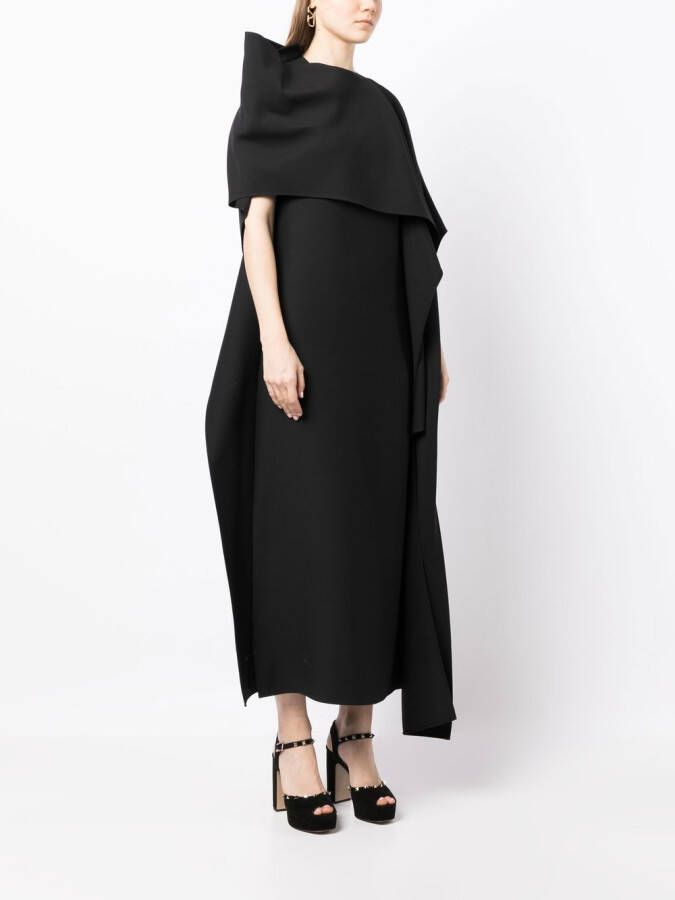 Valentino Garavani Gedrapeerde midi-jurk Zwart