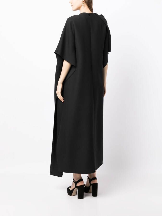 Valentino Garavani Gedrapeerde midi-jurk Zwart