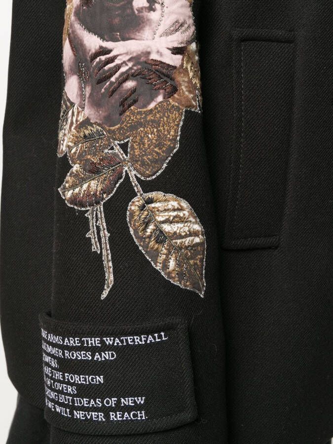 Valentino Garavani Mantel met geborduurde bloemen Zwart