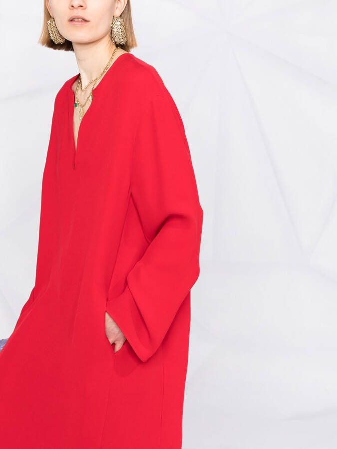 Valentino Garavani Maxi-jurk met watervalhals Rood
