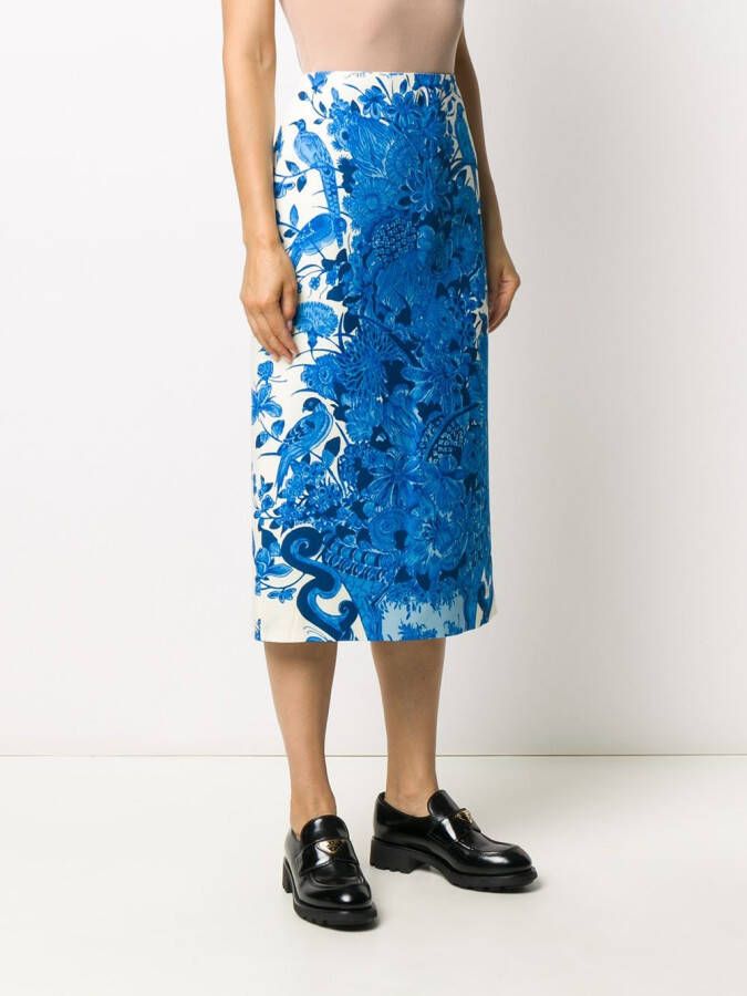 Valentino Garavani Midi-jurk met bloemenprint Blauw