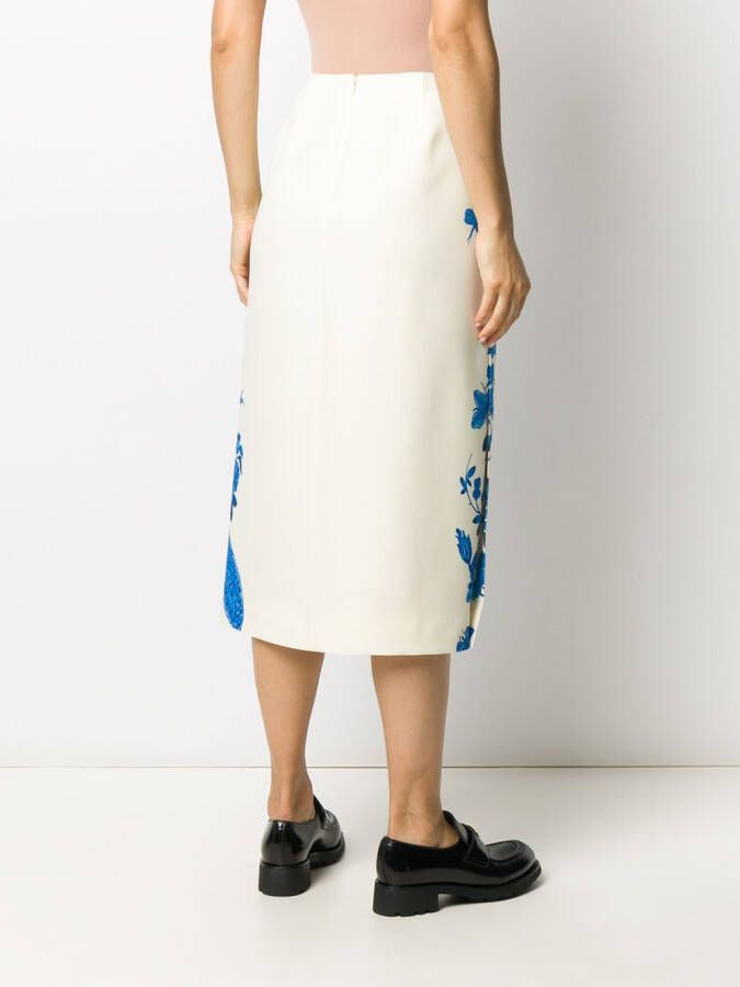 Valentino Garavani Midi-jurk met bloemenprint Blauw