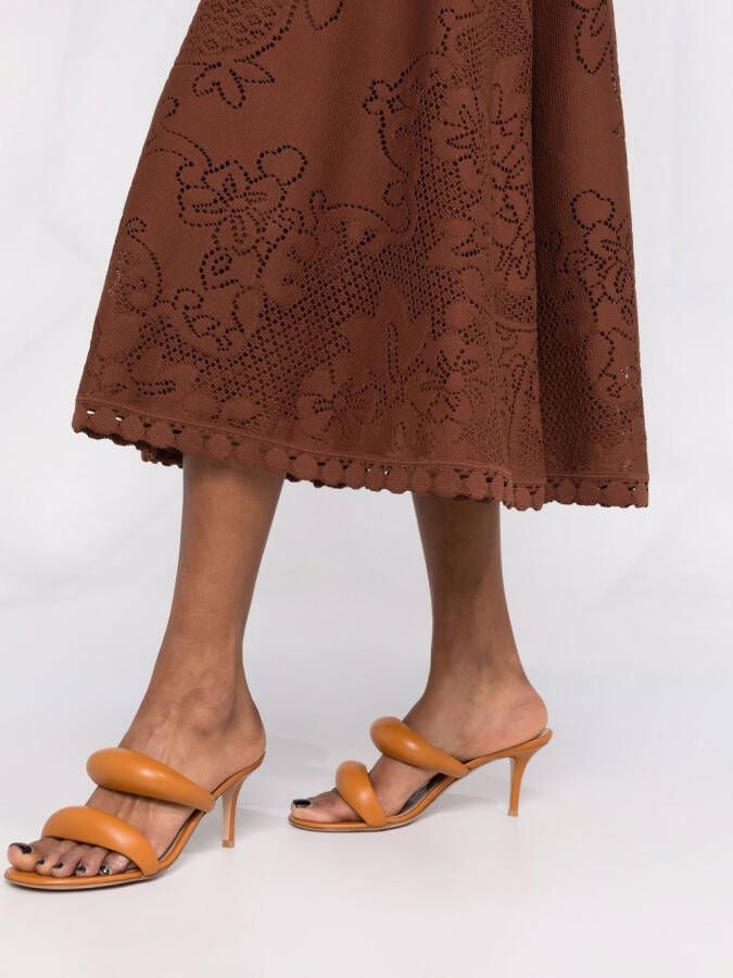 Valentino Garavani Midi-jurk met bloemenprint Bruin