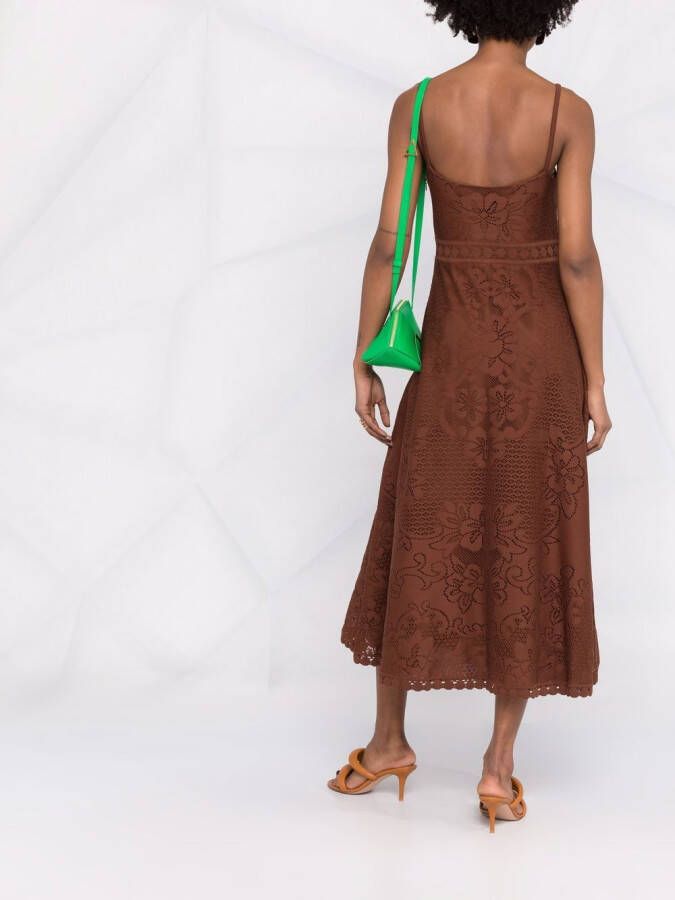 Valentino Garavani Midi-jurk met bloemenprint Bruin