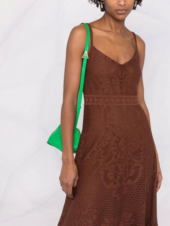 Valentino Garavani Midi-jurk met bloemenprint Bruin