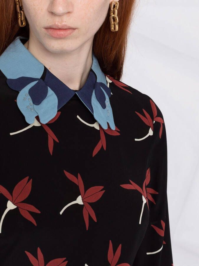 Valentino Garavani Mini-jurk met bloemenprint Zwart
