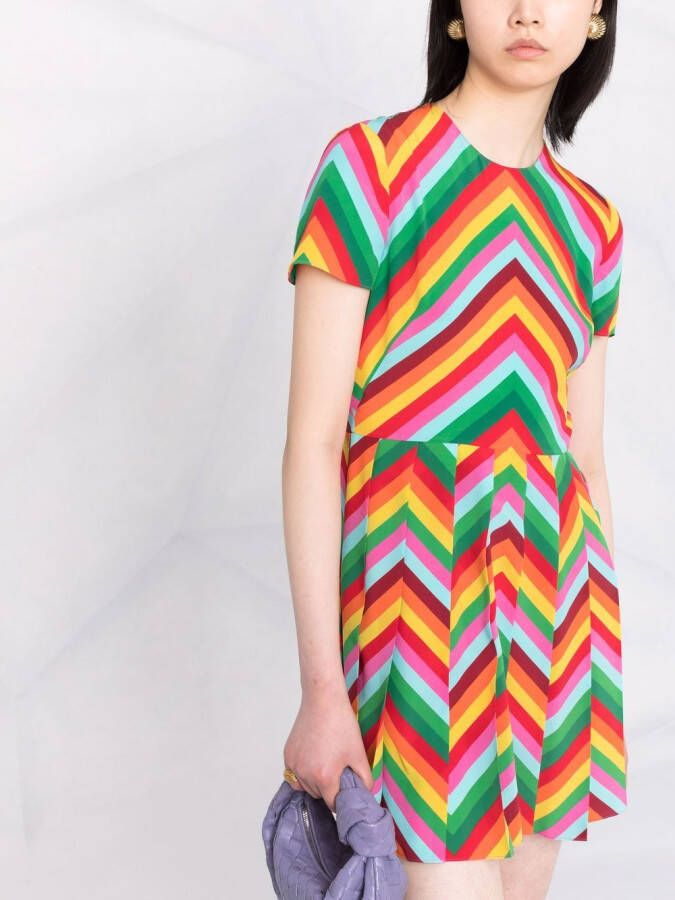 Valentino Garavani Mini-jurk met chevron streep Groen