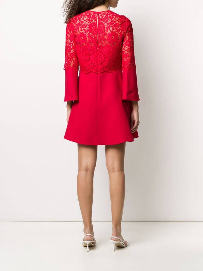 Valentino Garavani Mini-jurk met detail van kant Rood