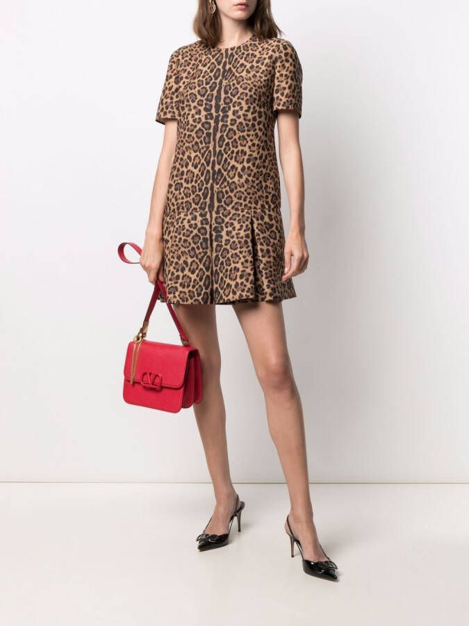 Valentino Garavani Mini-jurk met luipaardprint Bruin