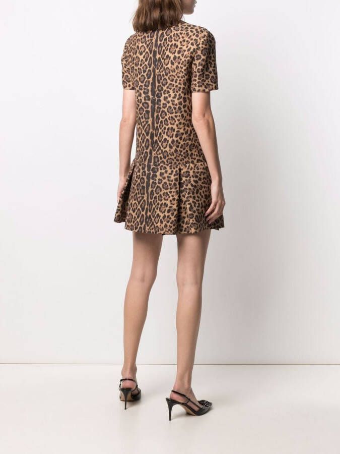 Valentino Garavani Mini-jurk met luipaardprint Bruin