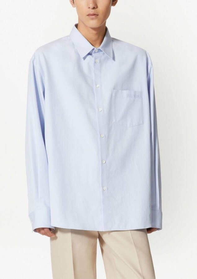 Valentino Garavani Overhemd met geborduurd logo Blauw