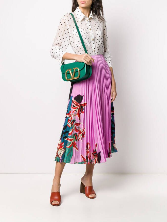 Valentino Garavani Plooirok met bloemenprint Roze