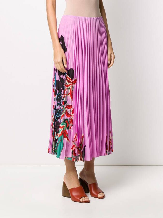 Valentino Garavani Plooirok met bloemenprint Roze