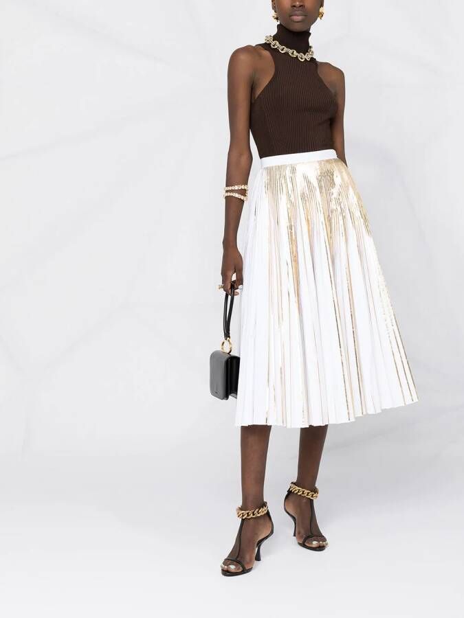 Valentino Garavani Plooirok met metallic-effect Wit