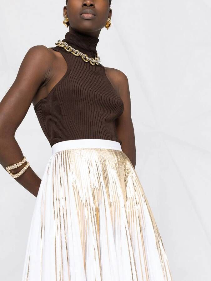 Valentino Garavani Plooirok met metallic-effect Wit